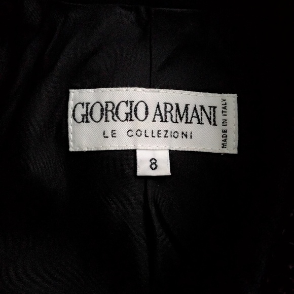 Vintage 1990s Giorgio Armani Black Sequin Tuxedo Cropped Blazer S - Picture 6 of 6